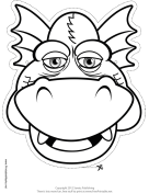 Grinning Dragon Mask to Color