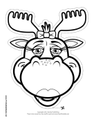 Moose with Bow Mask to Color