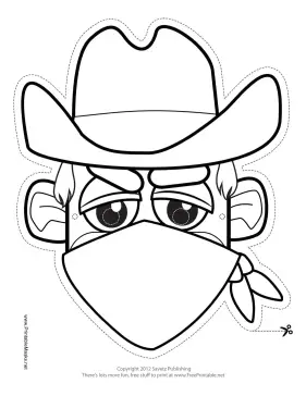 Cowboy Bandit Mask to Color Printable Mask