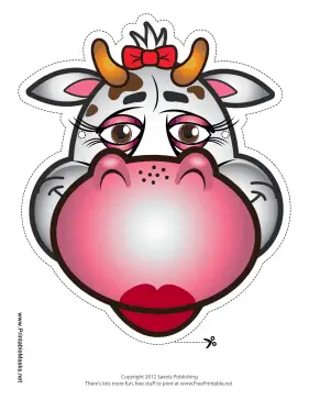 Cow with Bow Mask Printable Mask