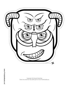 Creature with Horns Mask to Color Printable Mask