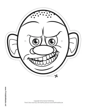 Monster with Round Head Mask to Color Printable Mask