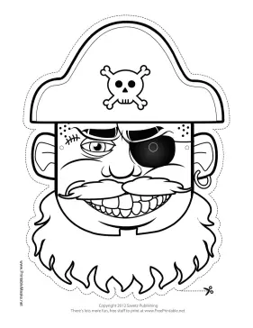 Hat Pirate Mask to Color Printable Mask