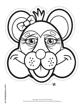 Raccoon with Bow Mask to Color Printable Mask