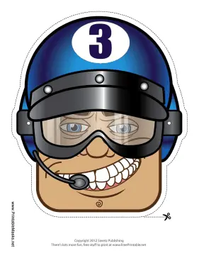 Male Racecar Driver Goggles Mask Printable Mask