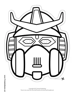 Robot with Horns Crest Mask to Color Printable Mask