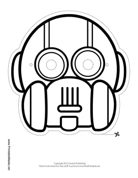 Round Vertical Robot Mask to Color Printable Mask