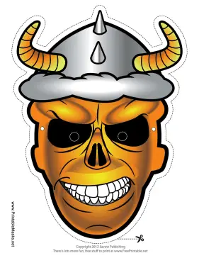 Skull with Horns Mask Printable Mask
