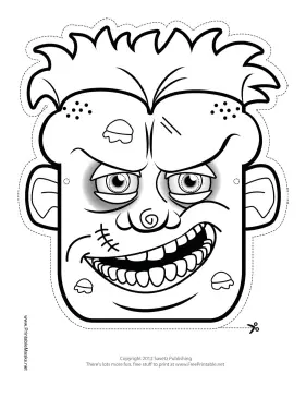 Male Zombie Mask to Color Printable Mask