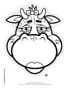 Cow with Bow Mask to Color
