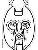 Male Greek Warrior Mask to Color