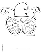 Mardi Gras Jester Mask to Color