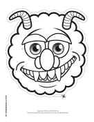 Monster with Horns Mask to Color