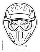 Female Motocross with Horns Mask to Color