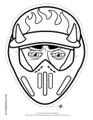 Male Motocross with Horns Mask to Color
