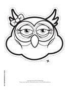 Owl with Bow Mask to Color