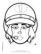 Female Racecar Driver Mask to Color