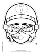 Female Racecar Driver Goggles Mask to Color