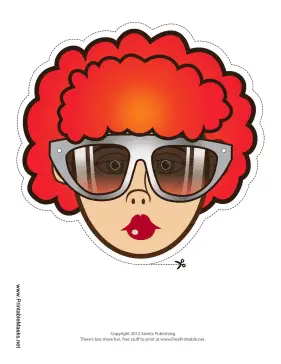 70s Gal with Glasses Mask Printable Mask