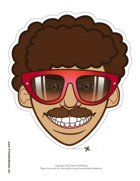 70s Guy with Glasses Mask Printable Mask