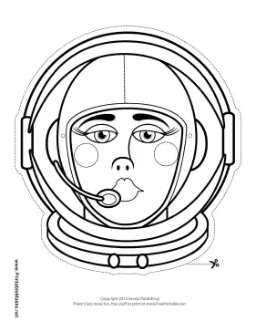 Female Astronaut Mask to Color Printable Mask