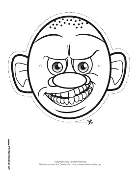 Bald Monster Mask to Color Printable Mask