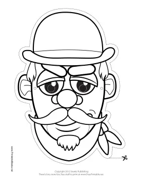 Mustachioed Bandit Mask to Color Printable Mask