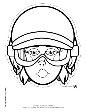 Female Biker Mask to Color Printable Mask