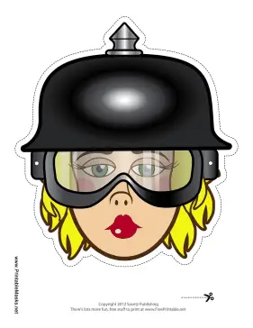 Female Biker with Spike Helmet Mask Printable Mask