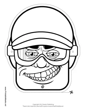 Male Biker Mask to Color Printable Mask