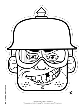 Male Biker with Spike Helmet Mask to Color Printable Mask