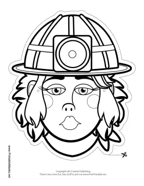 Female Caver-Miner Mask to Color Printable Mask