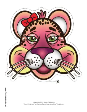 Cheetah with Bow Mask Printable Mask