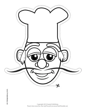 Chef Mask to Color Printable Mask