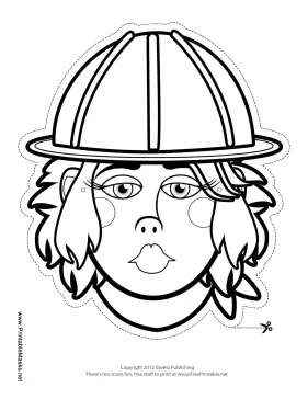 Female Construction Worker Mask to Color Printable Mask