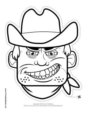 Cowboy Mask to Color Printable Mask