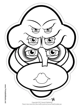 Female Creature Female with Six Eyes Mask to Color Printable Mask