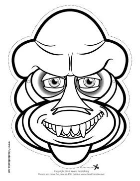 Male Creature Mask to Color Printable Mask