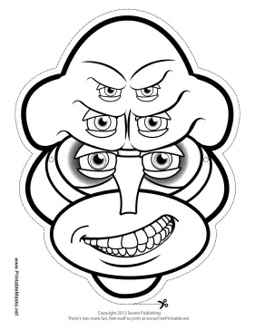 Male Creature Male with Six Eyes Mask to Color Printable Mask