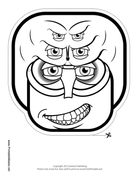 Creature Square Mask to Color Printable Mask