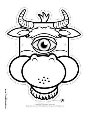 Cyclops Minotaur Mask to Color Printable Mask