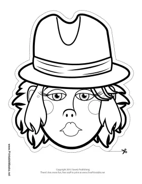 Female Detective Mask to Color Printable Mask