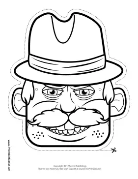 Male Detective Mask to Color Printable Mask