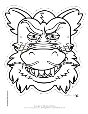 Chinese Dragon Mask to Color Printable Mask