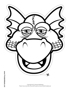 Drowsy Dragon Mask to Color Printable Mask