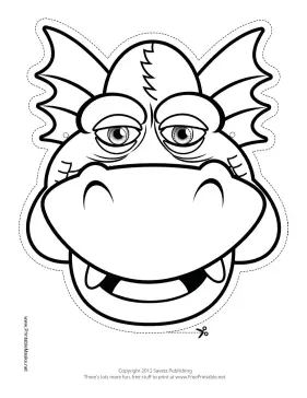 Grinning Dragon Mask to Color Printable Mask