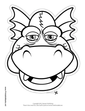 Smiling Dragon Mask to Color Printable Mask