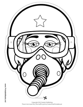 Female Fighter Pilot Mask to Color Printable Mask