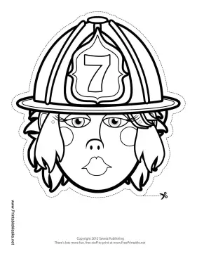 Printable Female Firefighter Mask to Color Mask