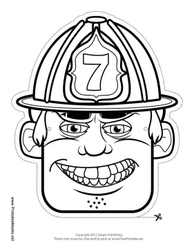 Male Firefighter Mask to Color Printable Mask